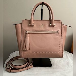 Kate Spade Leather Allyn Chester Satchel Bag Rosy Cheeks Pink Spring EUC